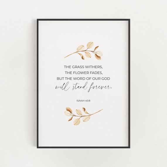 The Word of God Stands Forever, Isaiah 40:8 | Single, Christian Wall Art, A3 at XILEF Art